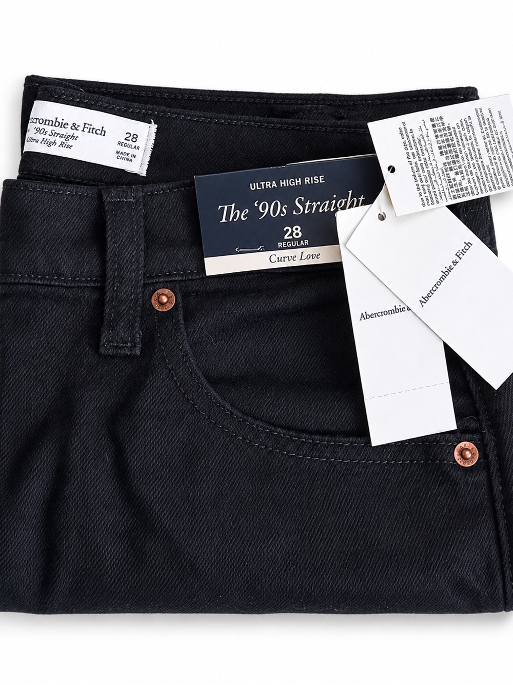 Abercrombie & Fitch The 90’s Straight Ultra High Rise Curve Love Jeans 28R NWT 🆕